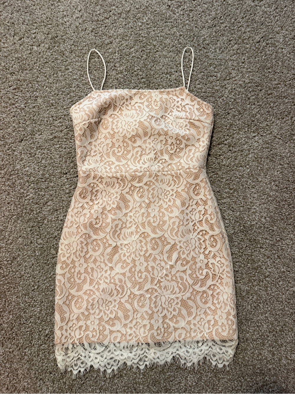 Blush Lace Spaghetti-Strap Mini Dress